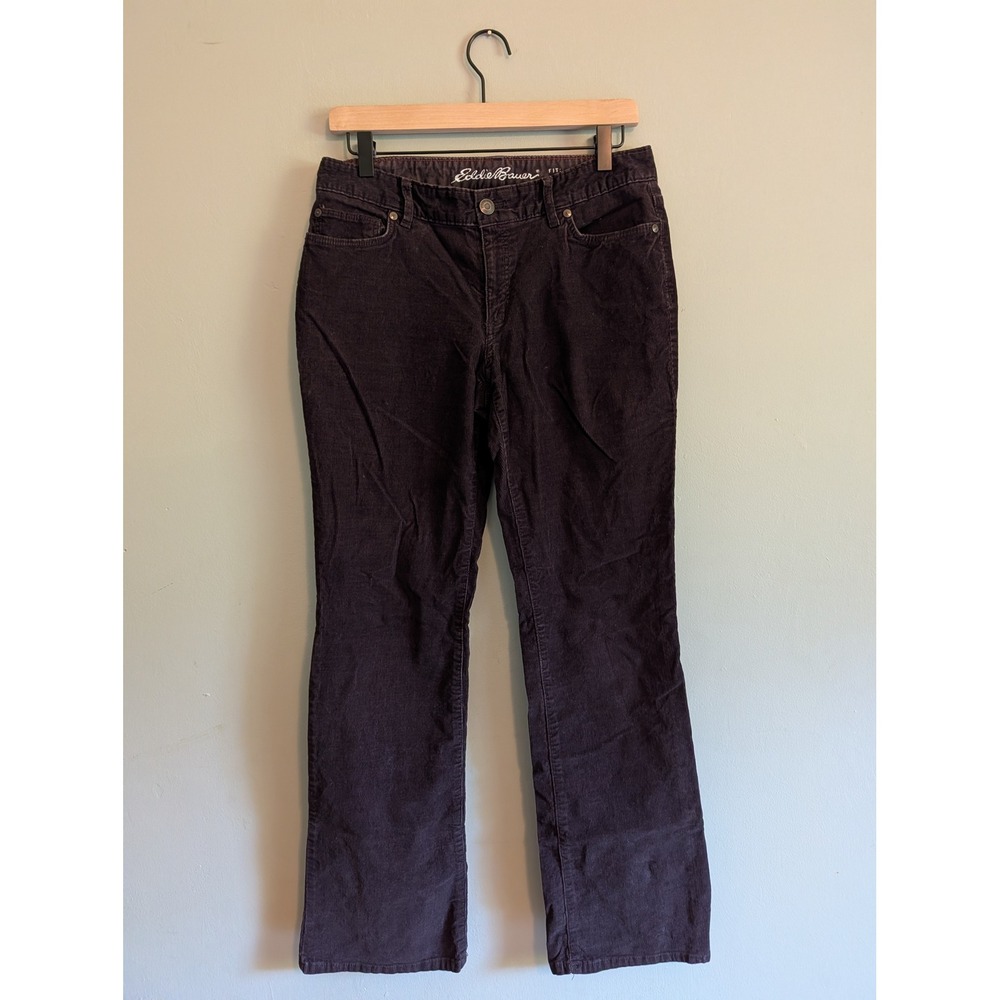 Eddie Bauer Women Brown Corduroy Pants Slightly Curvy Bootcut Size 6 Espresso